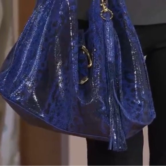 GILI Leather Blue Exotic Stirrup Hobo - Picture 7 of 7